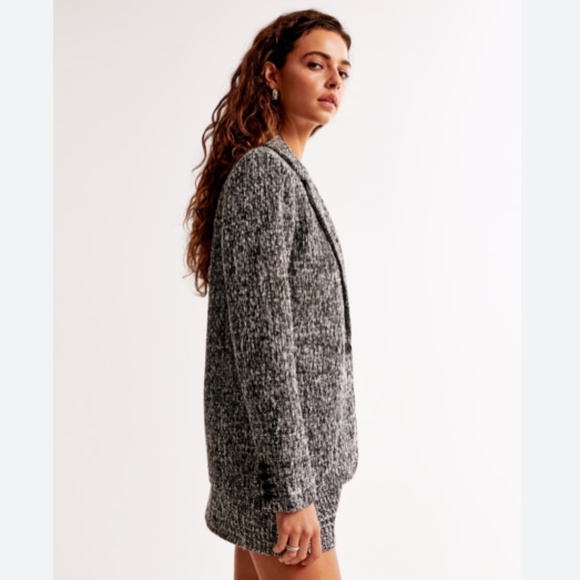 Abercrombie & Fitch Women's Classic Tweed Blazer - White/Black - Size Large - Picture 3 of 13